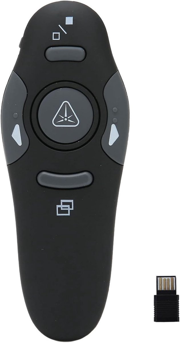 Ergonomische Draadloze Presentator met 2.4GHz Technologie, Multi-functies en Uniek Gebogen Ontwerp voor Effectieve Presentaties en Lesgeven