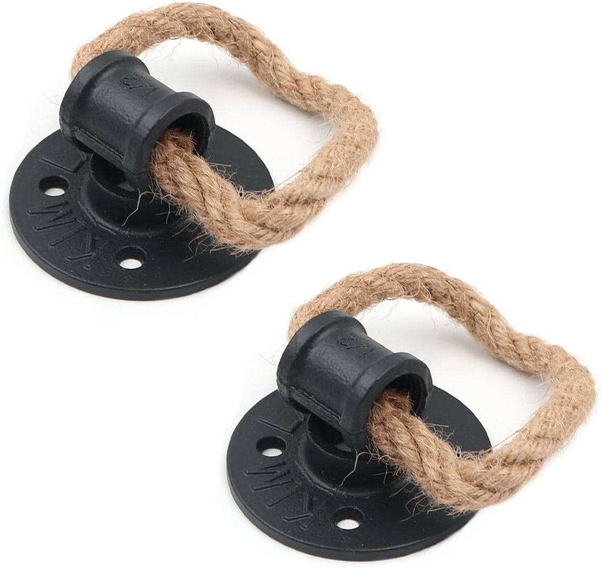 Vintage ijzeren handgrepen met henneptouw, retro ringbuckle voor kast en meubelen, 2 stuks