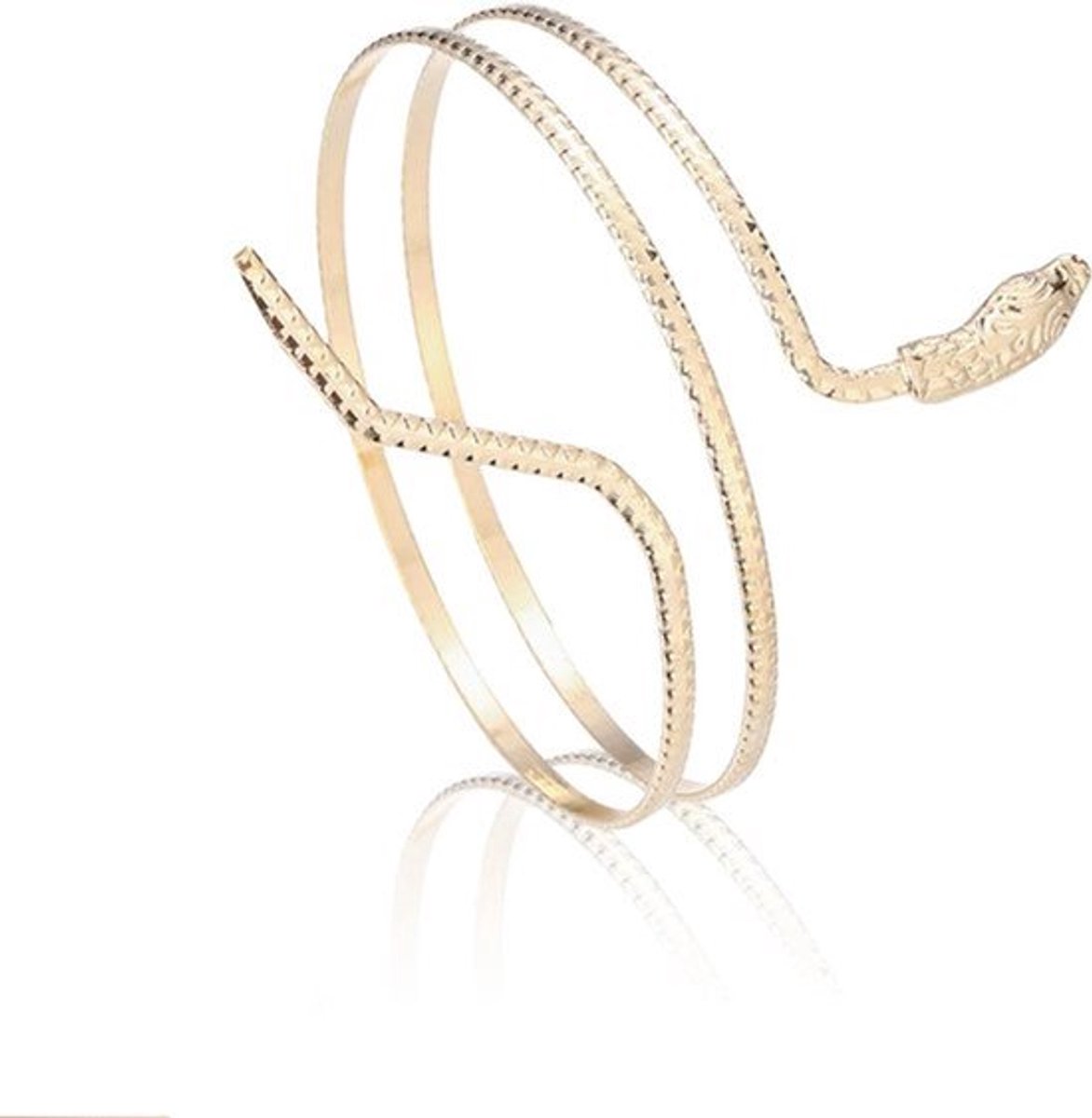 Gouden Oberarmreif - Uniek Slang Design - One Size - Elegante Kostuum Accessoires