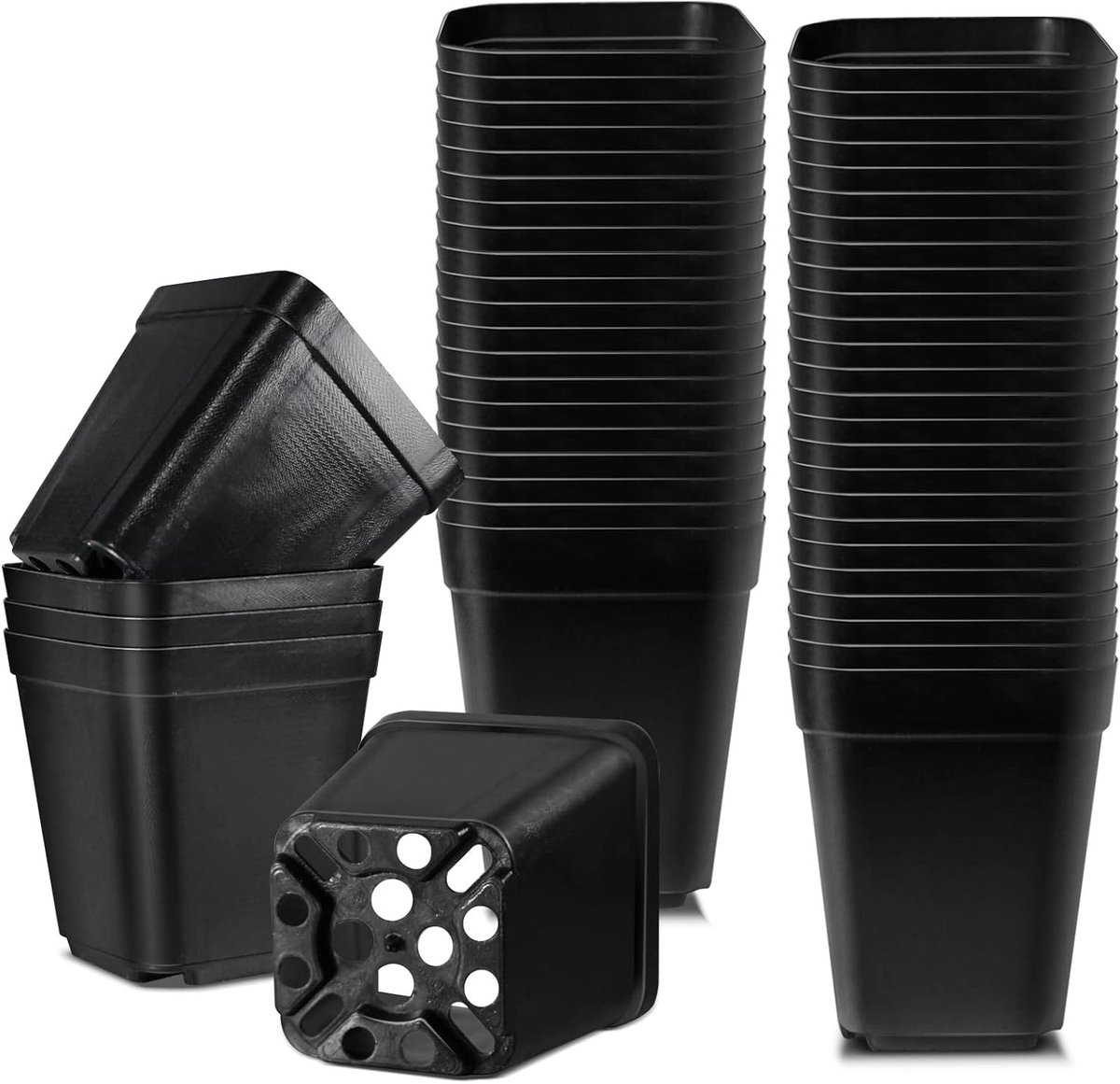 Zaadstartpotten voor bloemplanten, 20 stuks vierkante plastic potten van 5,5 cm voor groenten, fruit en vetplanten