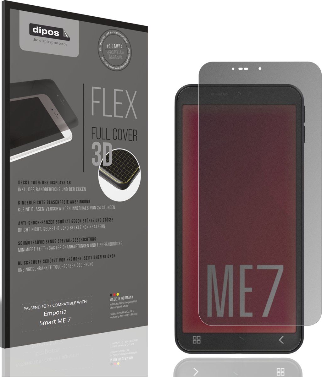 dipos FLEX – Matte Privacy Screenprotector geschikt voor Emporia Smart ME 7 | Volledige Schermbescherming | Case-Friendly