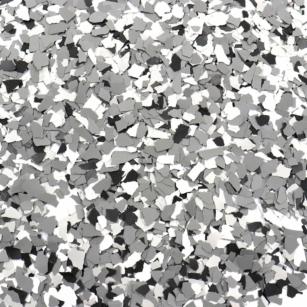 Decoratieve Kleur Chips voor Garagvloer Coating - Epoxy Vlokken voor Binnen en Buiten (Grijs, Donkergrijs, Lichtgrijs, Wit)