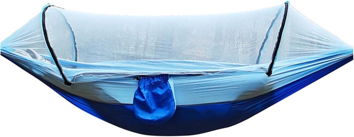 Hangmat met Net - Kampeerhangmat - Buiten Ontspannen - 200kg Draagvermogen - 32 x 25 cm - Lichtblauw
