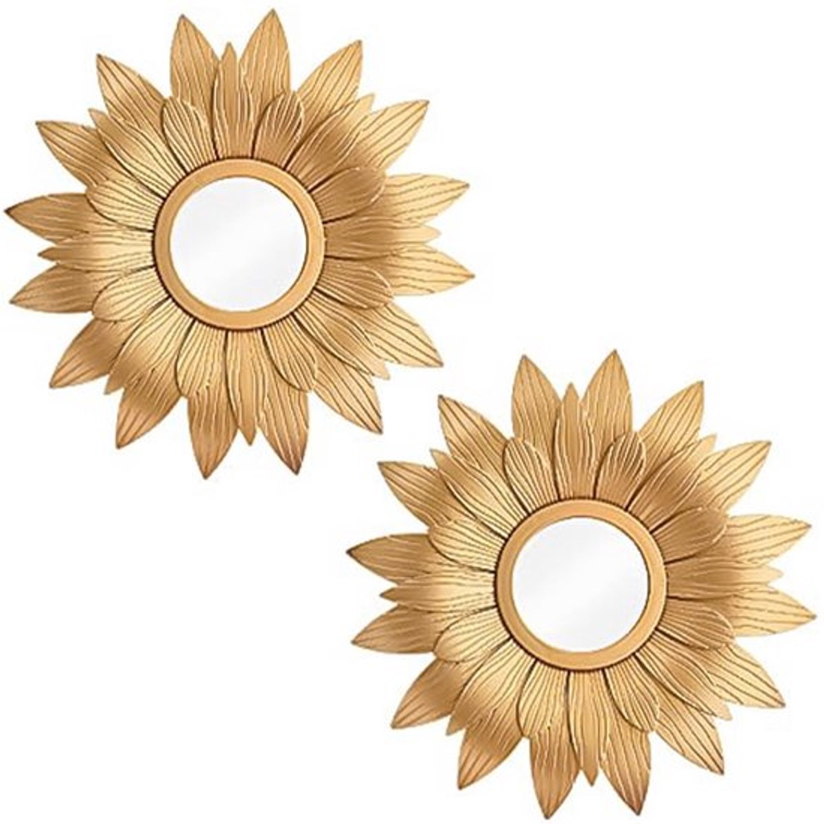 2 stuks moderne kleine ronde decor gouden bloem wandspiegels woonaccessoires voor slaapkamer, woonkamer en eetkamer