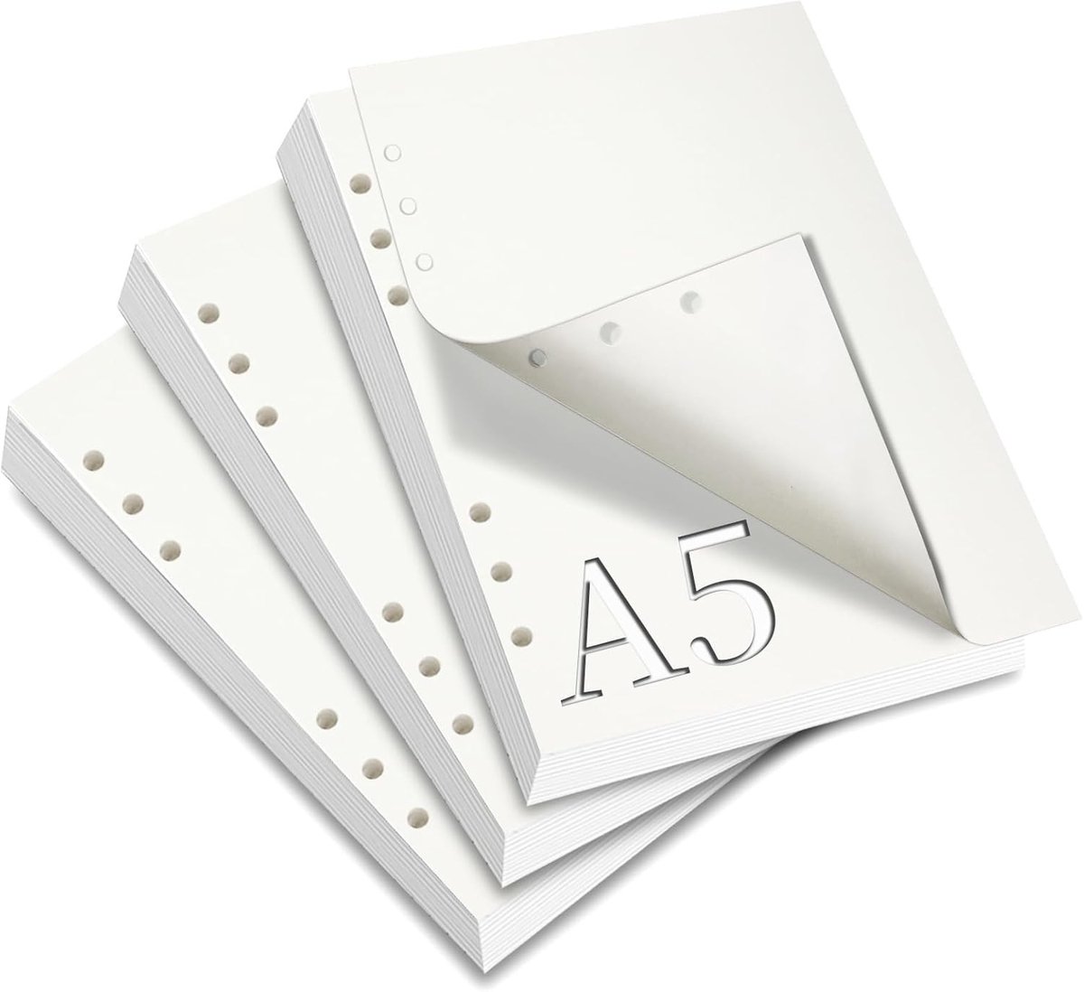 3 Pack A5 Navullingen - 180 Vel Blank Papier voor Ringbanden, Herbruikbare Notitieboek Invoegen, Dikke Organisator voor Kantoor, School en Thuis