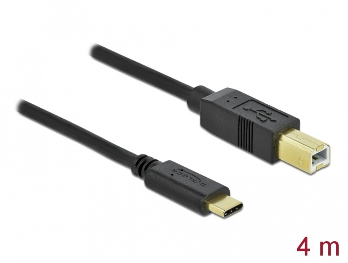 Image of Delock USB 2.0 cable Type-C to Type-B 4 m