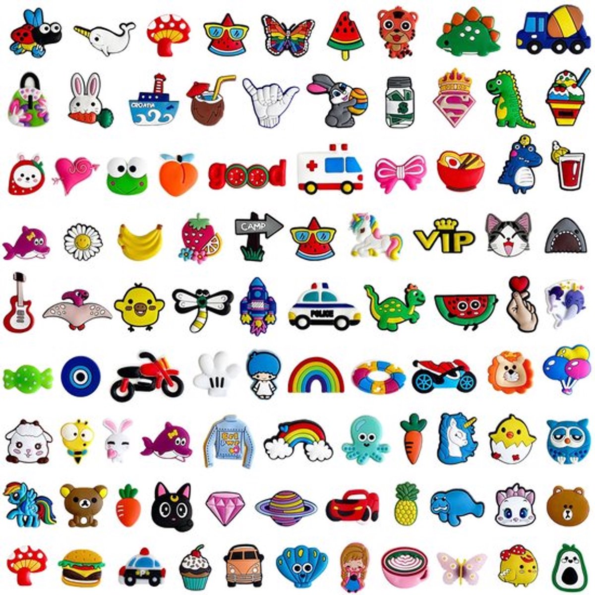 100 stuks schoenbedels cartoon decoratieve knijpers unisex schoenen decoratie voor volwassenen jongens meisjes één maat synthetisch geen edelsteen, één maat, synthetisch, geen edelsteen