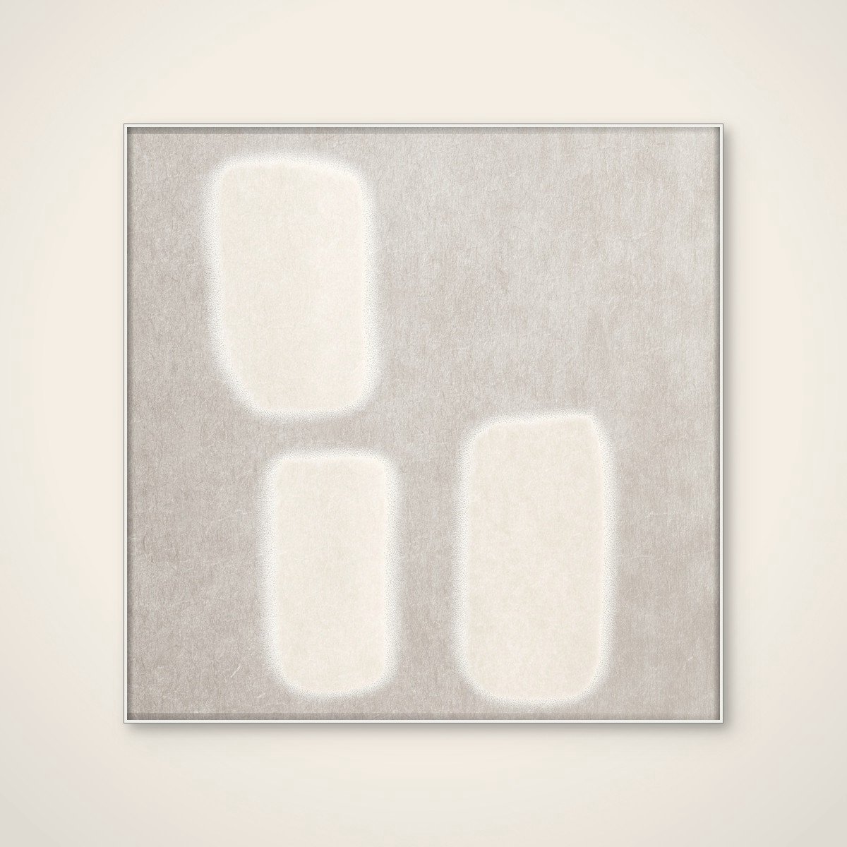 Akoestisch schilderij - 80 x 80 cm - Cream Textured Shapes van Alma - Abstracte wanddecoratie - wit textielframe