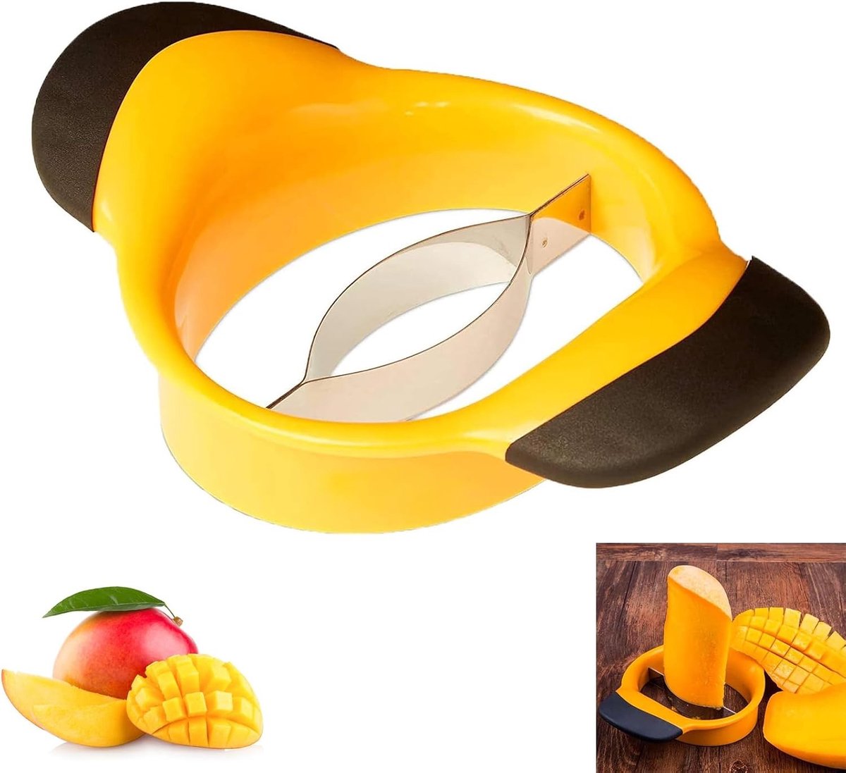 Ergonomische mangosnijder van roestvrij staal met scherpe messen en handige handgrepen voor perfecte mango's, fruit snijden en keukenaccessoires