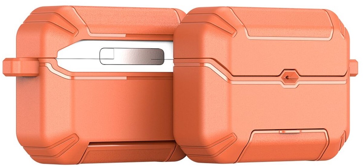 Dux Ducis Hoesje Geschikt voor AirPods Pro 3 (2025) | PECS Series | Beschermhoes met Standaard en Haak | Schokbestendige Case | Volledige Bescherming | Oranje