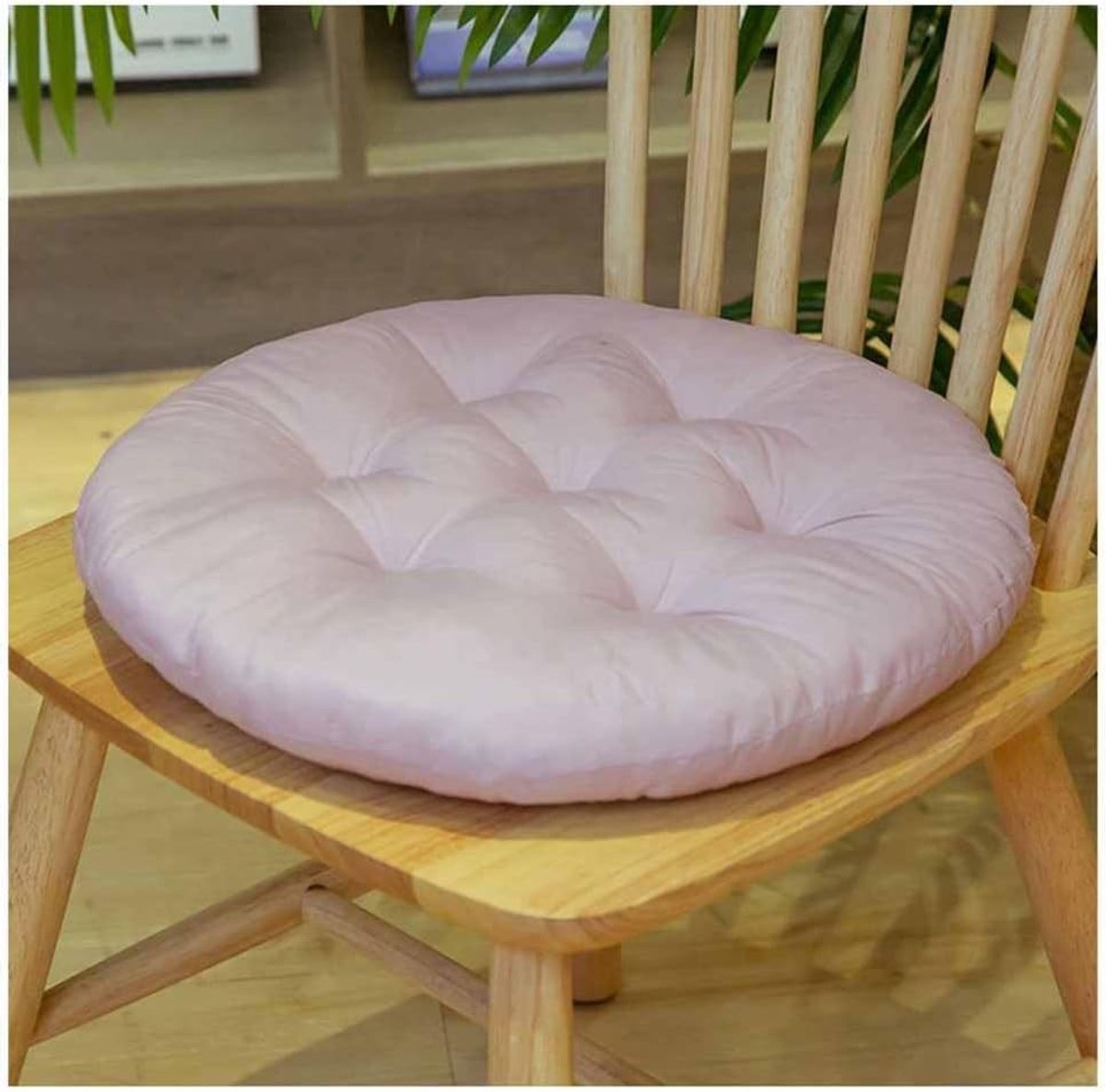Zitkussen voor Stoel 40 x 40 cm met Riemen - Dikke Hoes voor Binnen en Buiten, Rond, Grijs-Roze, Comfortabel en Duurzaam