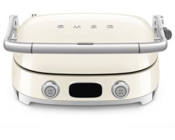 SMEG MGF01CREU Contactgrill - Multifunctionele Grill & Wafelijzer - 2000W - Verwisselbare Platen - PFAS-vrije Keramische Coating - BBQ- & Ovenfunctie - '50s Style - Crème