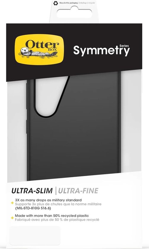 Emballage de la coque OtterBox Symmetry, avec les mentions 'ULTRA-SLIM' et 'ULTRA-FINE'.
