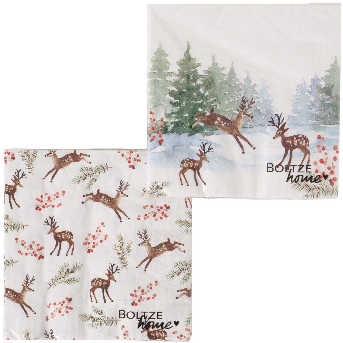 Boltze Home servetten papier winter hert 33x33cm 20 stuks tafel.