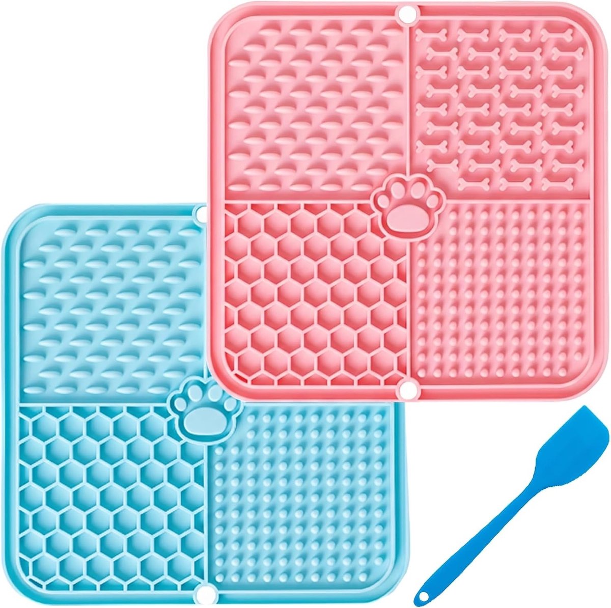 Set van 2 likmatten voor honden, ideaal voor angstverlichting, verzorging en training, roze en blauw