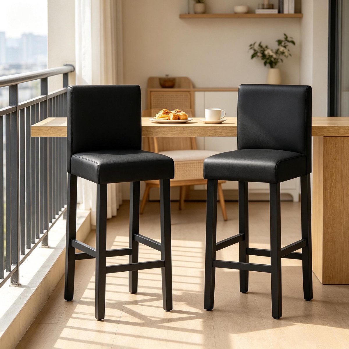 YYchan barkruk - 2-delige set - zwart - 48 x 41,5 x 110,5 cm