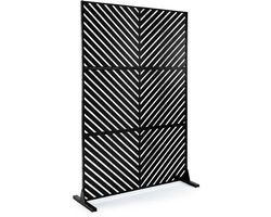 COSTWAY Privacy-scherm Tuin, 121 x 183 cm, Ruimteverdeler Vrijstaand | Balkonzonwering Weerbestendig, Scheidingswand van Gegalvaniseerd Staal, Paravent Outdoor met Standaard, Balkon Terras (Gestreept)