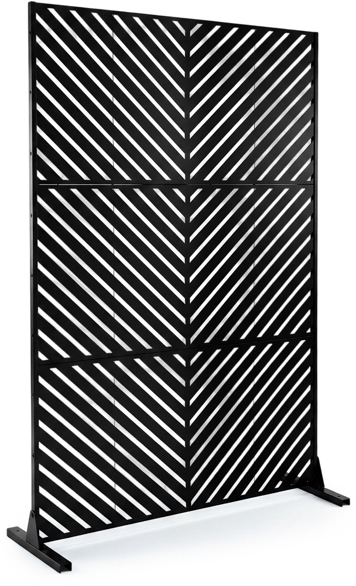 COSTWAY Privacy-scherm Tuin, 121 x 183 cm, Ruimteverdeler Vrijstaand | Balkonzonwering Weerbestendig, Scheidingswand van Gegalvaniseerd Staal, Paravent Outdoor met Standaard, Balkon Terras (Gestreept)
