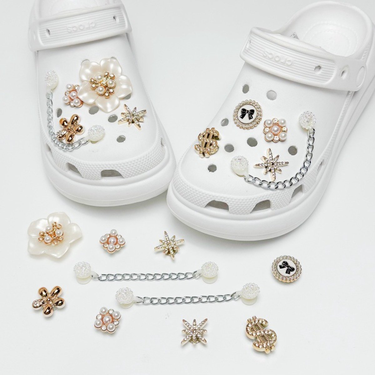 Schoenaccessoires-geschikt voor crocs charms- geschikt voor crocs pins- geschikt voor crocs Accessoires- geschikt voor Crocs Jibbitz-CJ-443 Ketting USD bloem