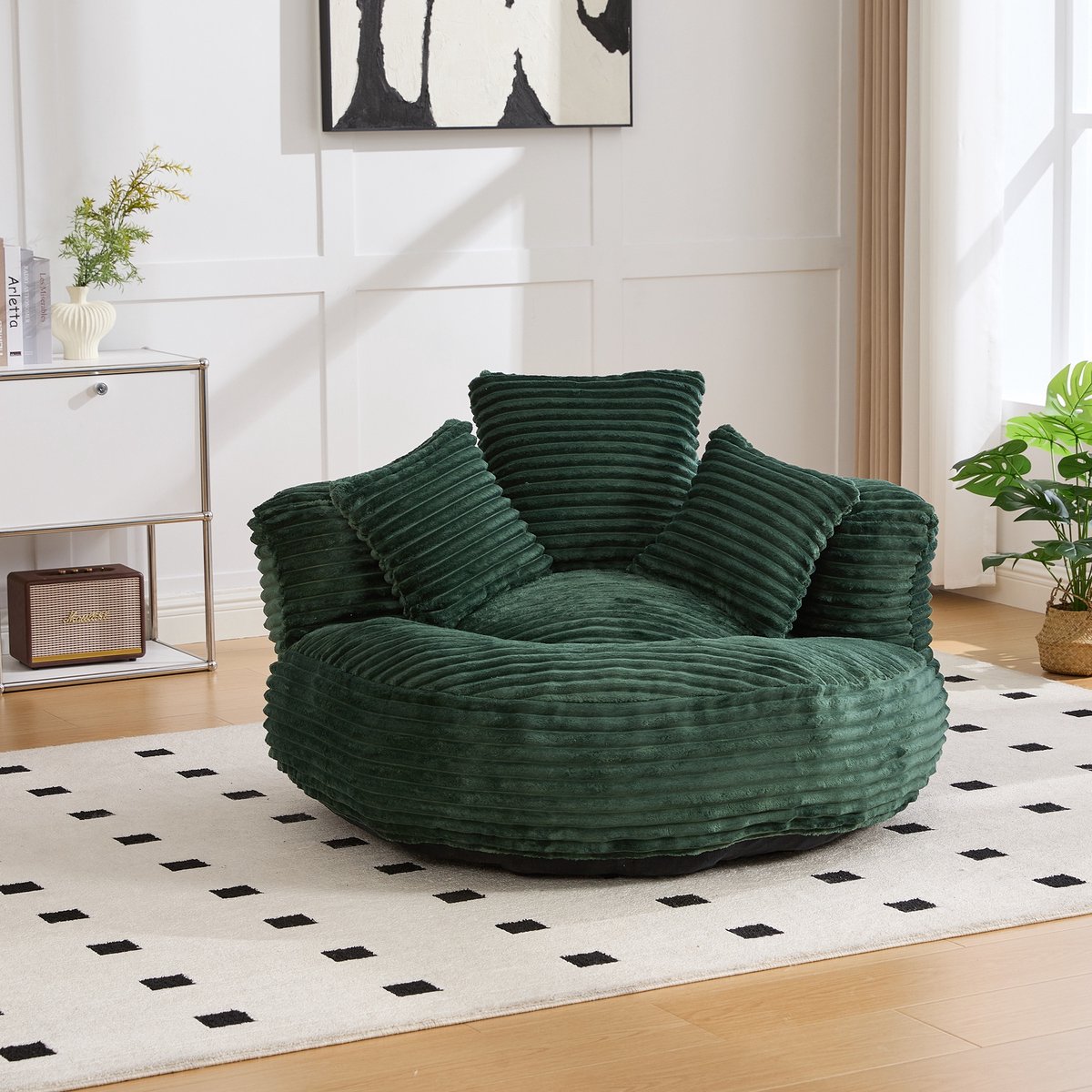 PHOEBE CAT Zitzak - Loungestoel - Gaming fauteuil - Corduroy - Met rugleuning - 3 kussens - Groen