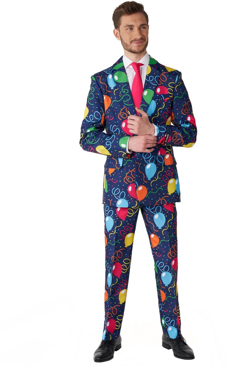 Suitmeister Confetti Balloons - Heren Pak - Carnavalskleding - Ballonen Kostuum - Blauw - Maat XXL