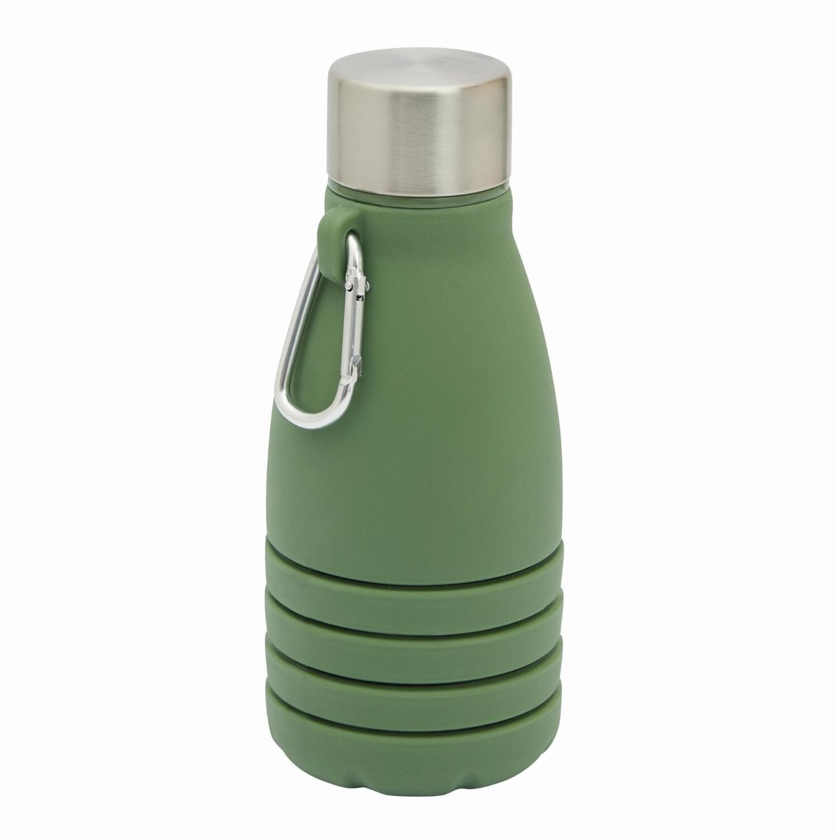 Trendoz Opvouwbare drinkfles - waterfles - groen - kunststof - 550 ml - schroefdop - ophanghaak - 8 cm indrukken - sport - op reis - ruimtebesparend