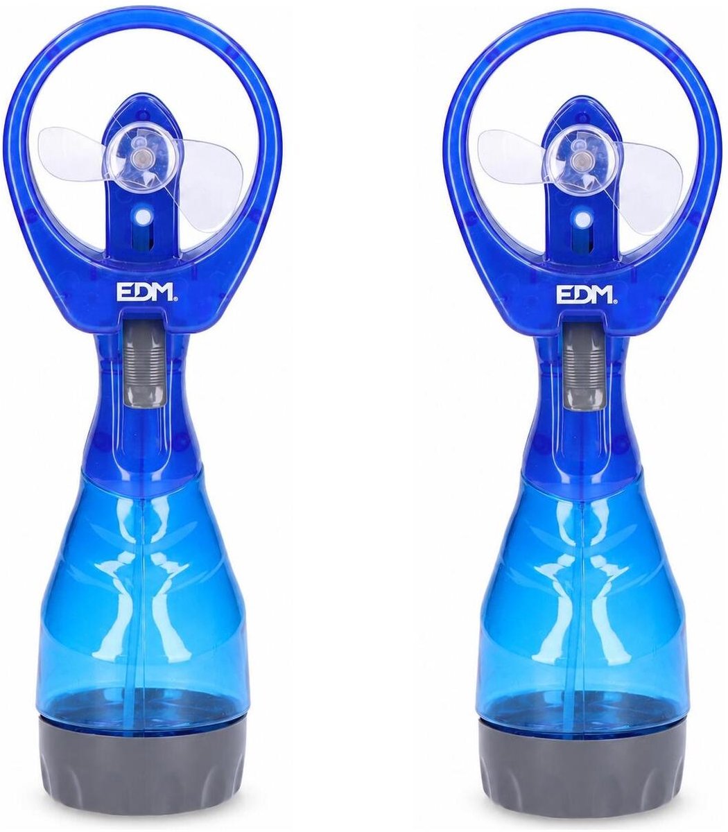 EDM Waterverstuiver - 2x - blauw - 250 ml - verkoelende hand waternevelaar - nevelspray - waterspray