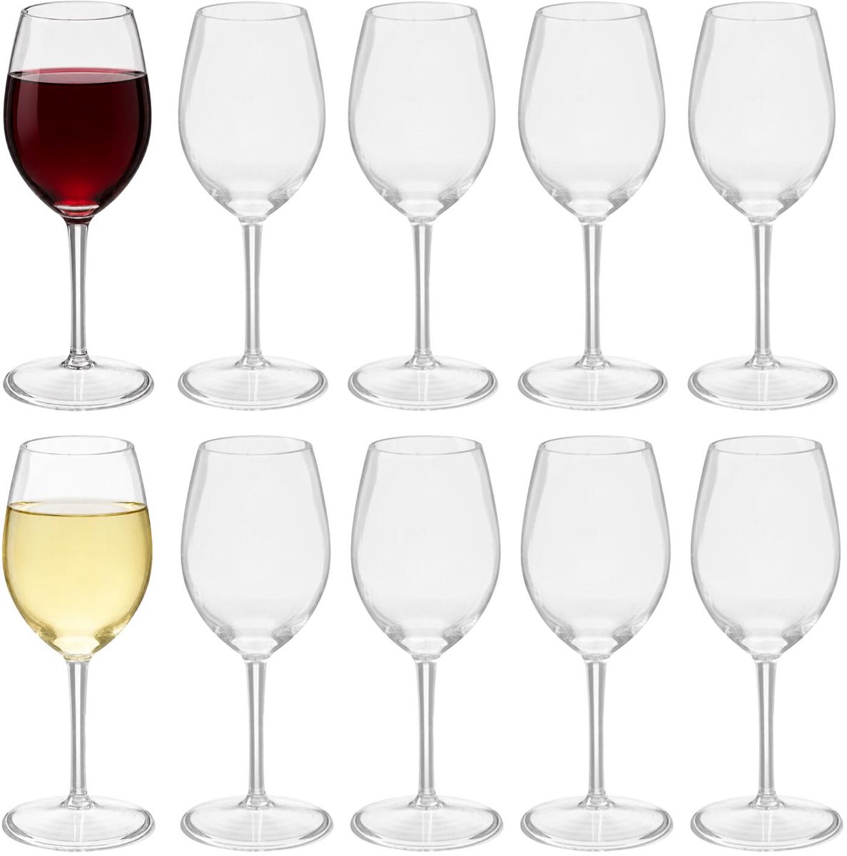 Leknes wijnglazen - 40x - 33 cl - kunststof - witte/rode wijn - onbreekbaar/herbruikbaar