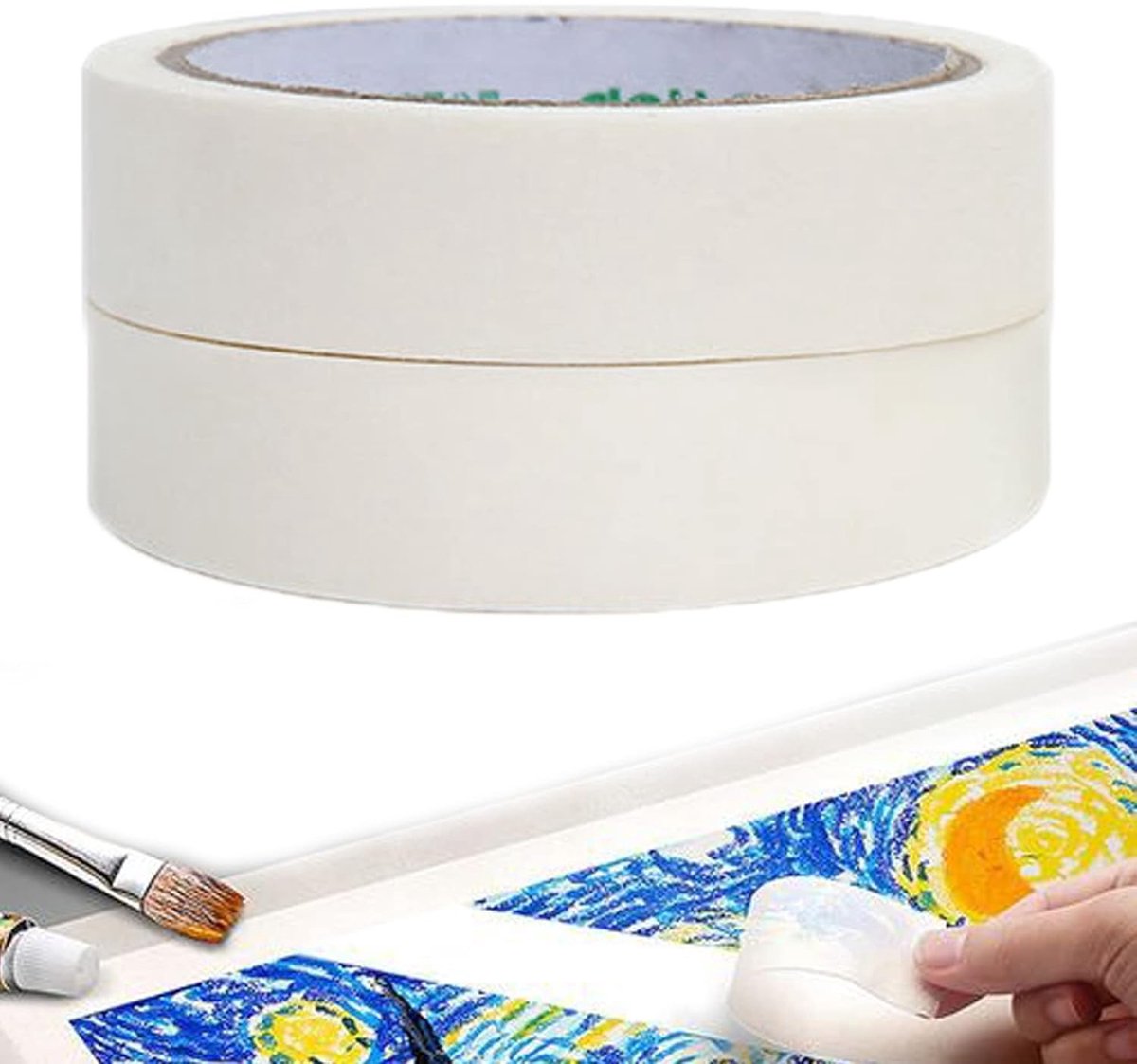 Decoratieve Maskertape voor Schilderwerk - 2 Stuks, 2cm x 20m - Hoge Hechting, Perfect voor Kunstenaars en Bescherming bij Spuiten
