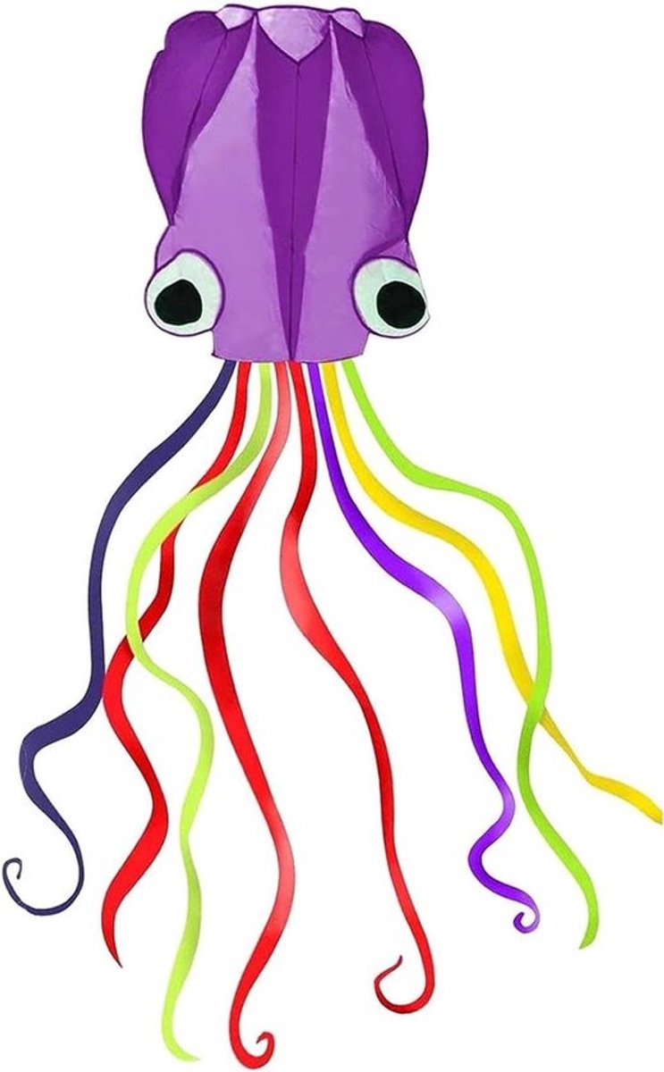 Paars Octopus Hert - Kleurrijk Stuurwiel Weekdier met Lange Staart 50m Lijn - Geschikt voor Beginners, Kinderen, en Volwassenen - Zomer Strand Speelgoed voor Buiten