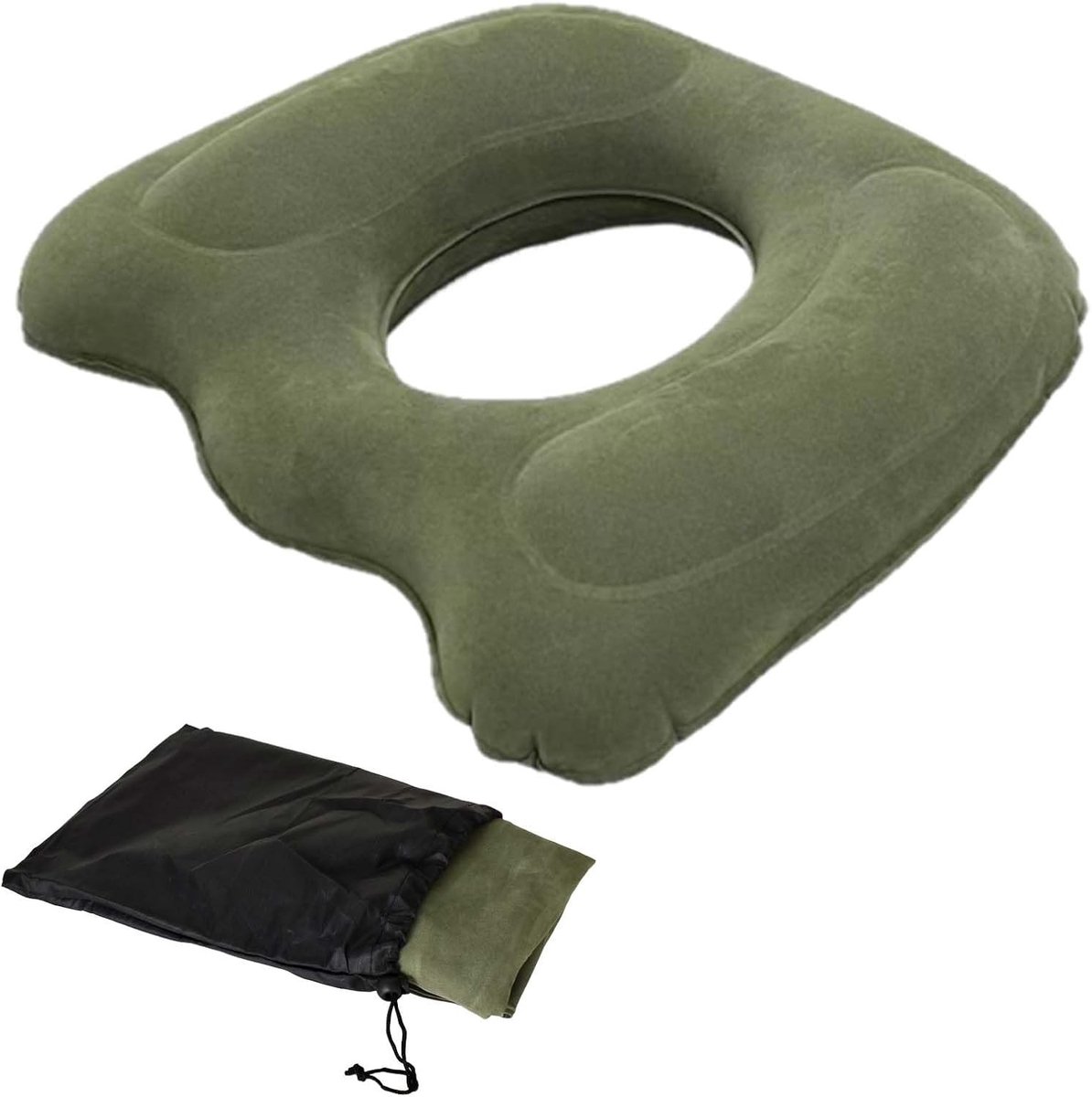 Ergonomisch Opblaasbaar Zitkussen voor Thuis, Auto en Kantoor, Drukverlichting, Comfortabel en Duurzaam, Grijs Groen
