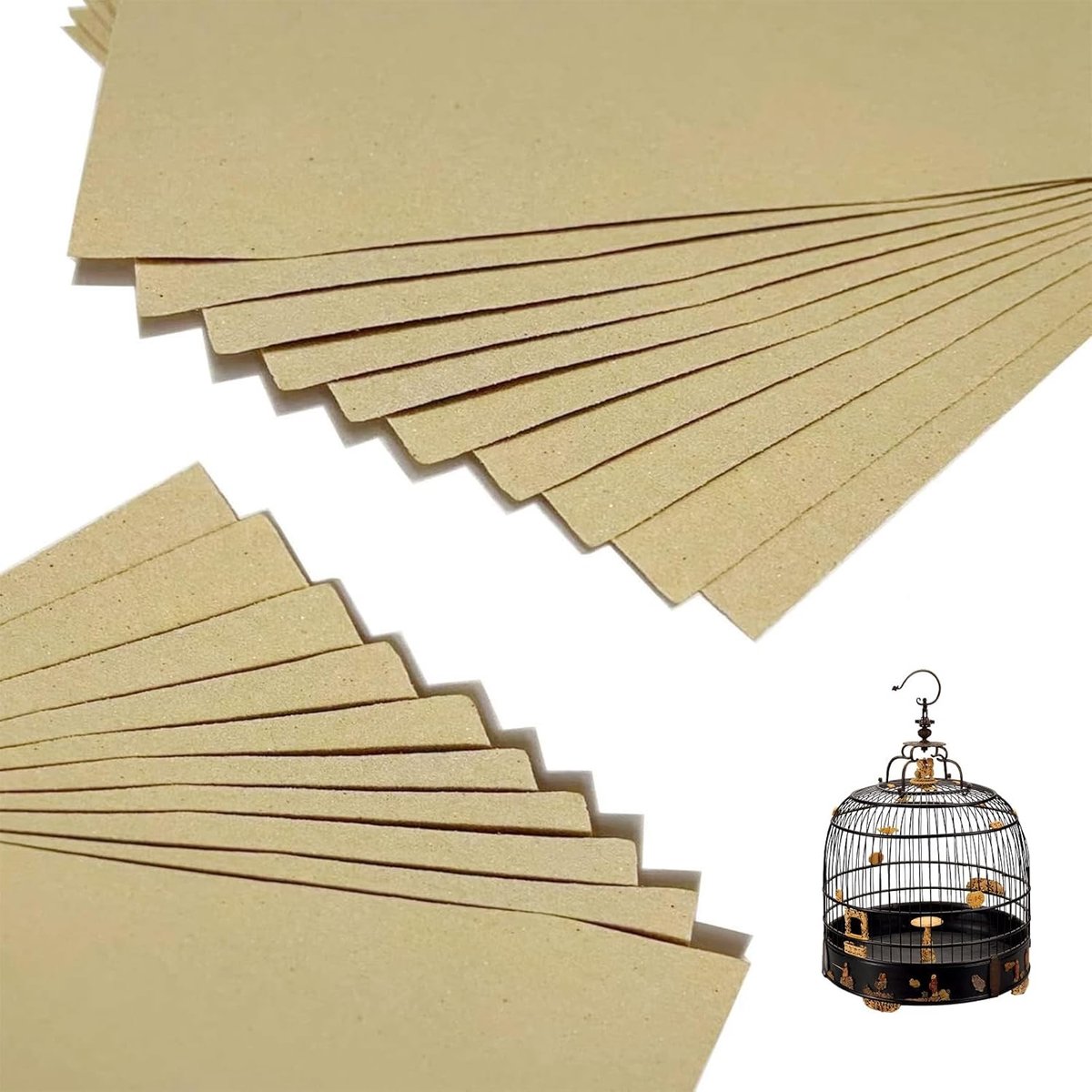 Grindpapier voor Vogelkooi, Eenvoudig Schoon te Maken Vogelsandpapier, Accessoires voor Parkieten, Cavia's en Kanaries, Ideaal voor Vogelverzorging en Kooionderhoud