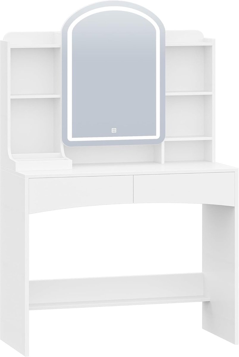 Hzuaneri Make-uptafel met ledverlichting, 3 kleuren, wit