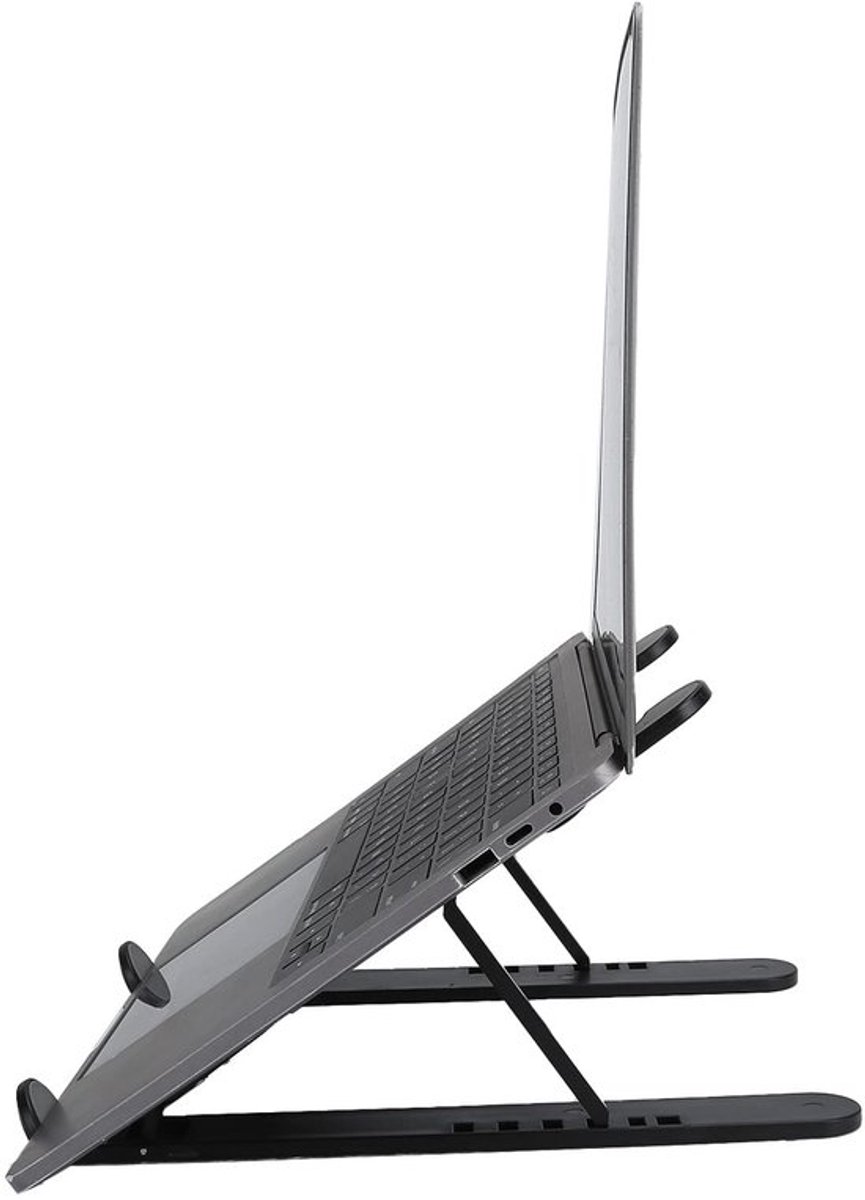 Laptop Mount, Koelbasis Versnelt Warmteafvoer Driehoekig Ontwerp Verstelbare Steun voor Notebook voor PC (Zwart)
