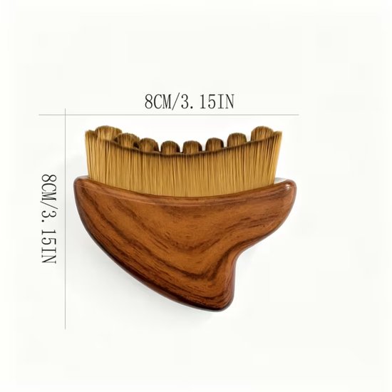 Houten gezichtsmassageborstel met bruin houtnerf handvat en gele haren, 8cm/3.15IN.