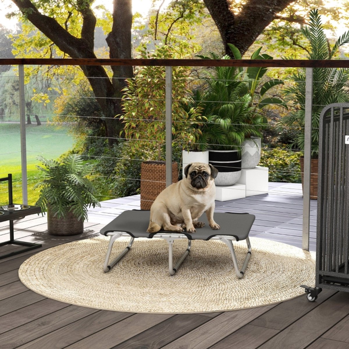 MIVRAY Hondenbed – Opvouwbaar Ligbed 71 x 58 x 20 cm – Metaal en 600D Oxford – Grijs – Voor Kleine Honden Tot 10 kg