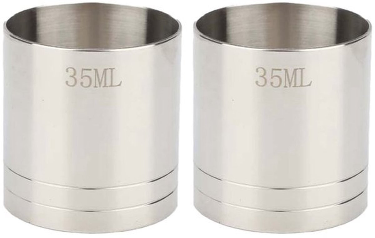 Thimble Bar Maatregelen, RVS Jigger Spirit Meetbekers voor dranken, wijn en whisky - 2 stuks, 35ml