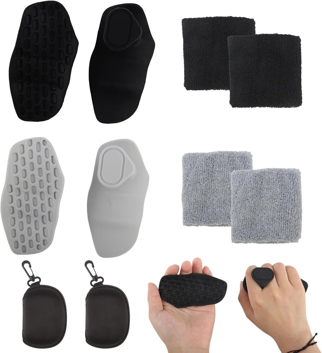 Anti-Pull Aids Gym Grips - 2 Paar Grip Pads voor Gewichtstraining met Zweetbanden en Polssteun voor Powerlifting, Pull-Ups en Cross Training