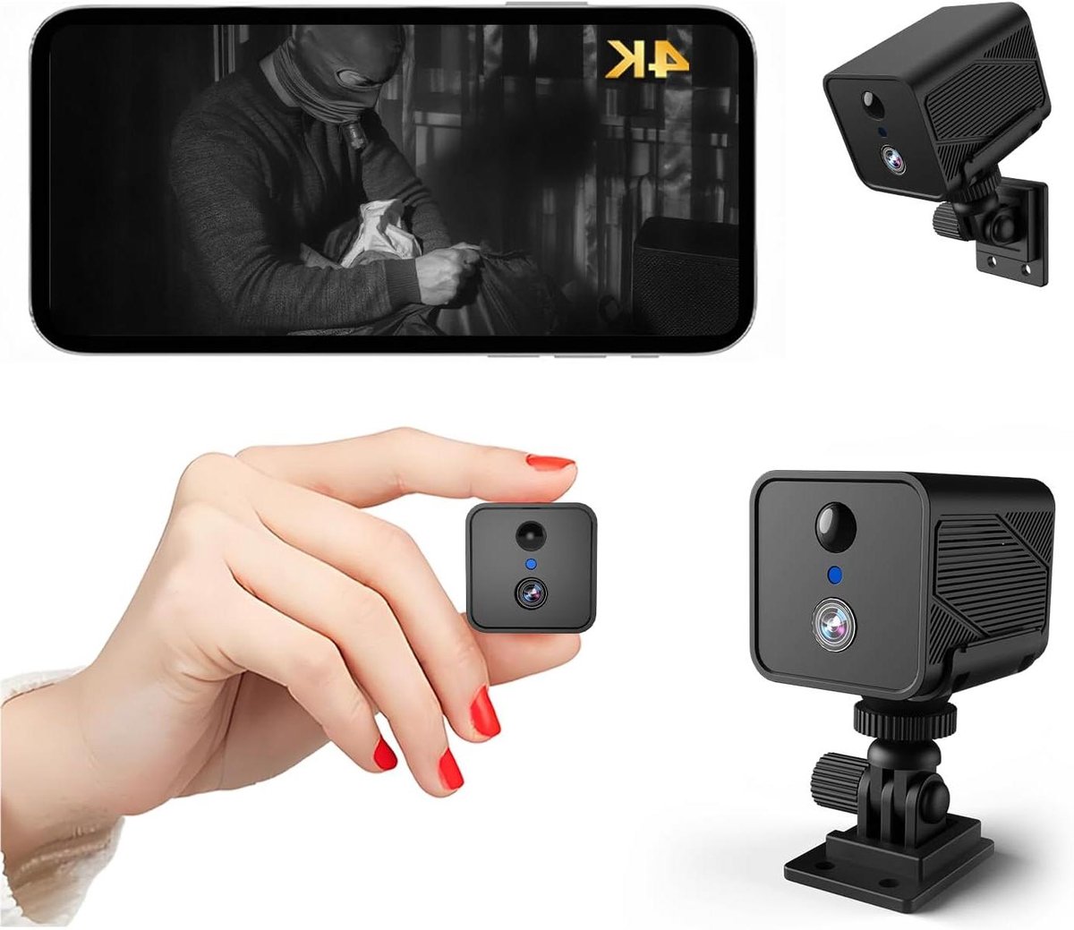 Mini Beveiligingscamera - Kleine Camera - Thuis Bewaken - 50 Dagen Batterij - 150 Graden Kijkhoek - Zwart
