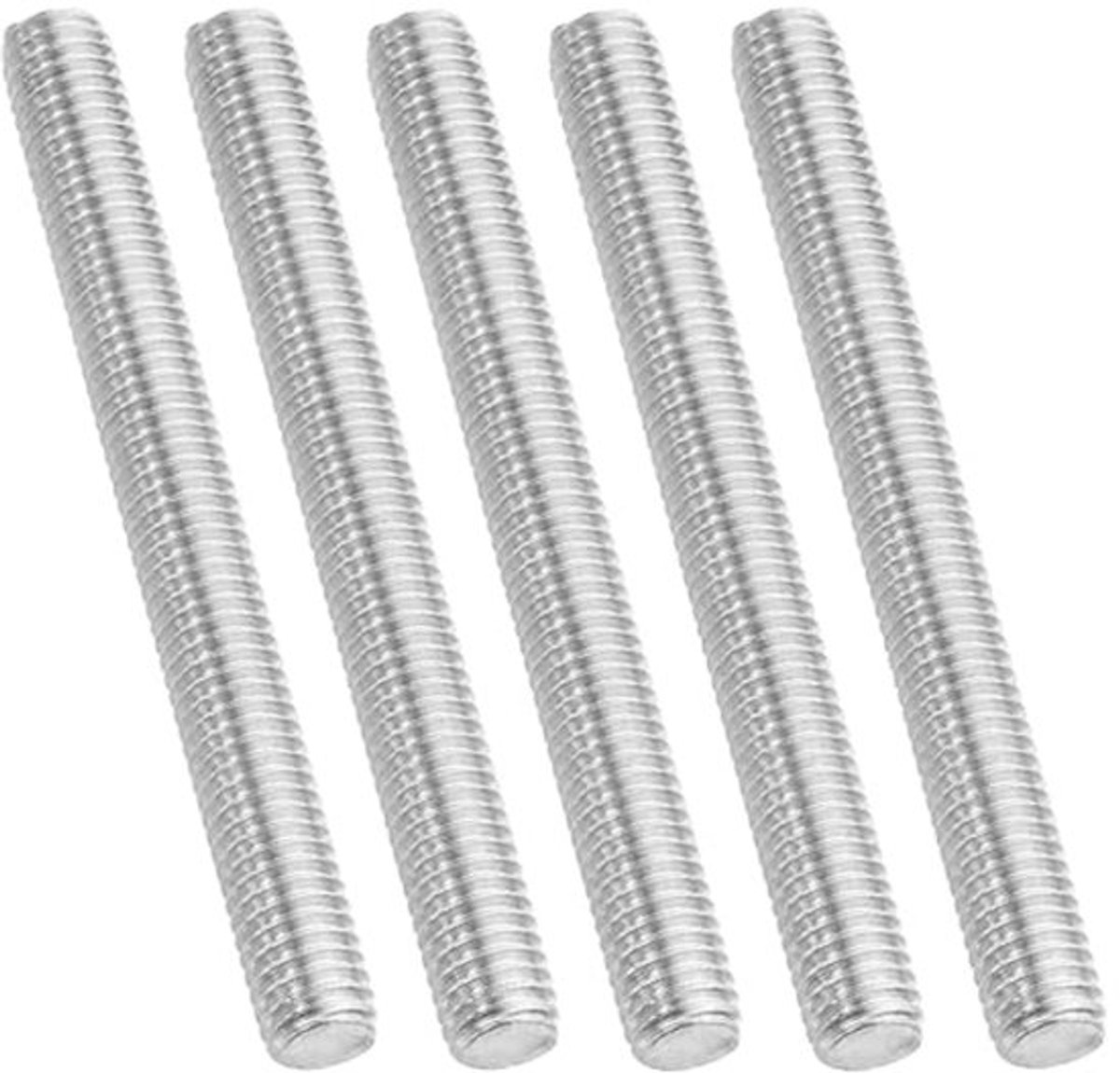 3/8"-16 UNC Volledige Draad 304 Roestvrij Staal - 110mm Lang - Set van 5 Stuks