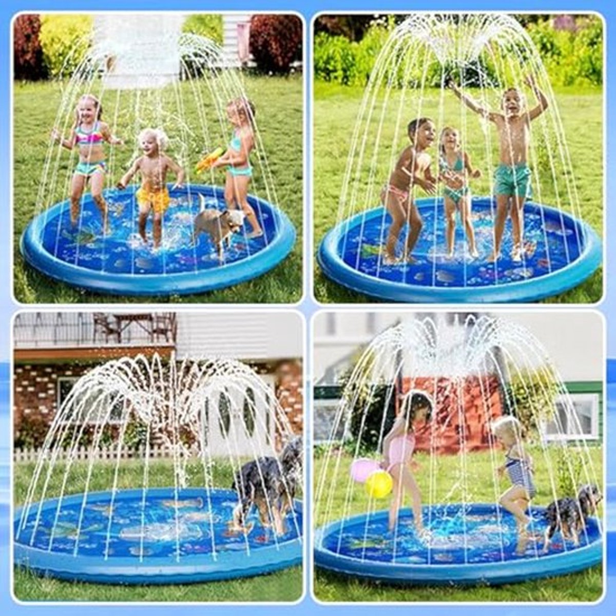Hond Water Spray Mat 100cm Vouwbaar Inflatable Anti-slip Water Mat Voor Tuin Strand Achtertuin