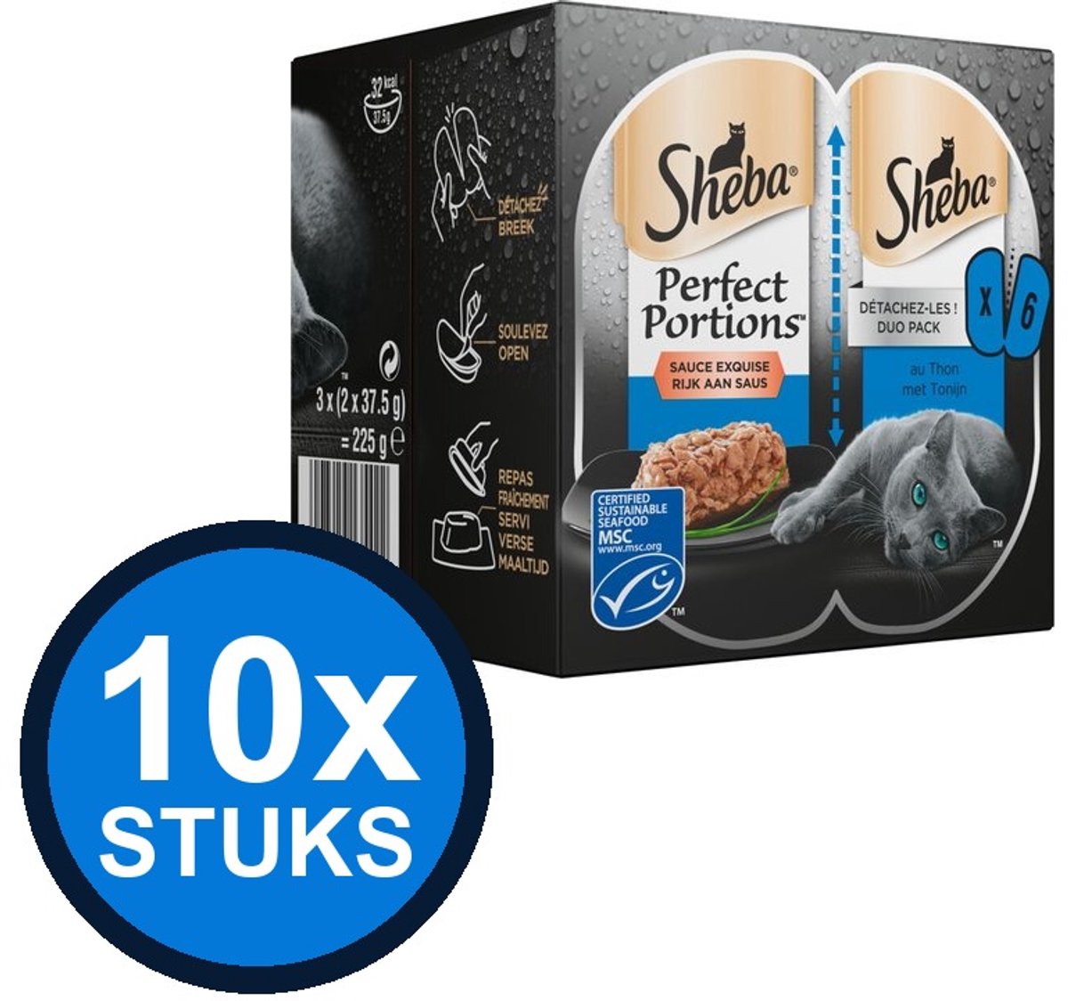Sheba Sheba - Perfect Portions adult saus tonijn mp 6x37,5gr - Kattenvoer Natvoer - 225 g