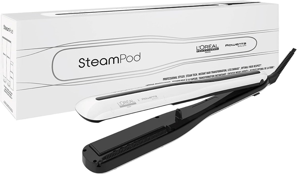 SnelShoppen - Professionele Stoomstrijkijzer 2-in-1 Steampod 3.0 - Perfecte Haarstijl met Stoomkracht - Glad, Zacht, Krullen of Golven Effect - Ideaal