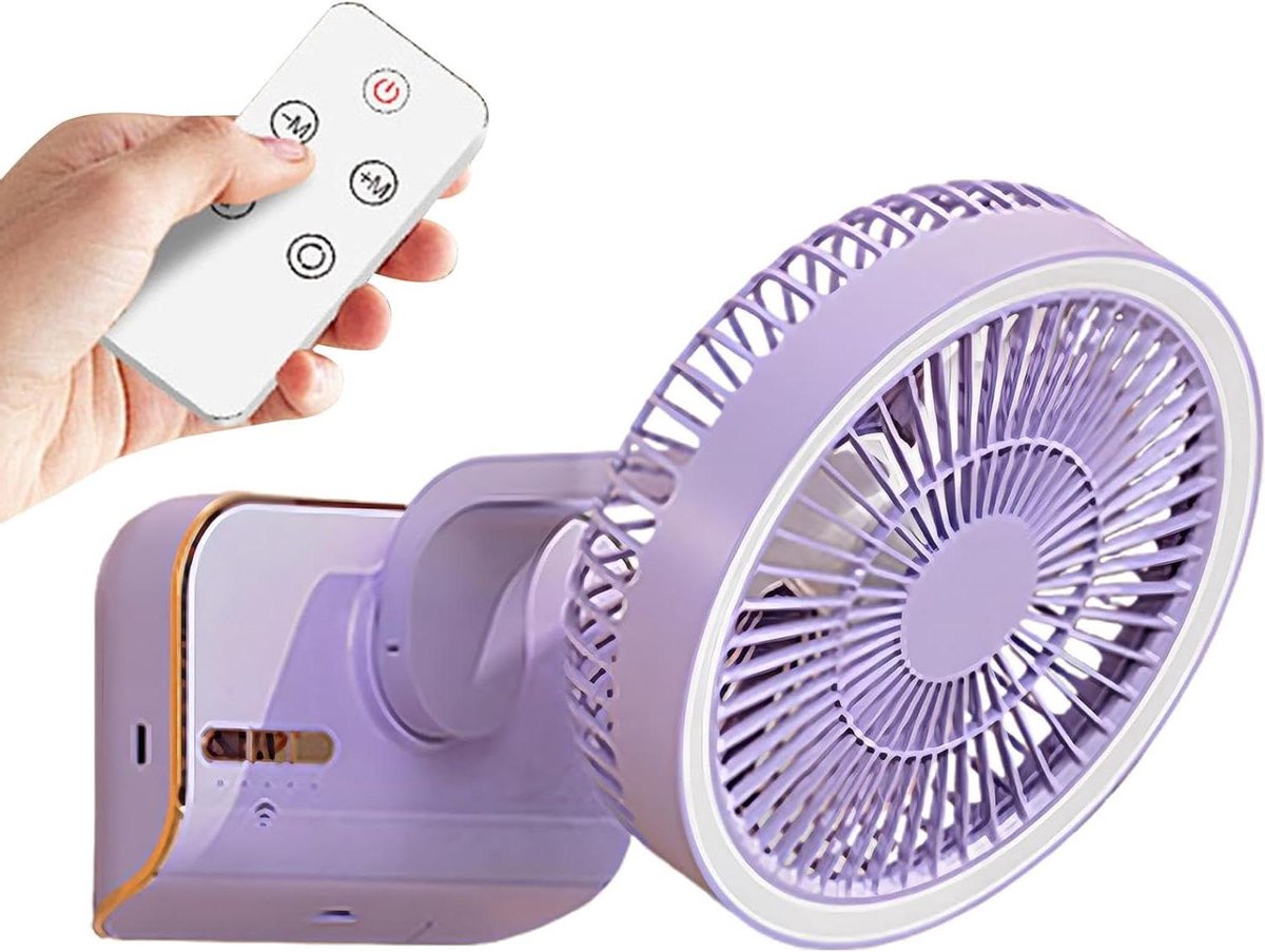 Circulatie Ventilator - Wand ventilator - Comfort Verhoging - Afstandsbediening - 10.5H cm - Paars