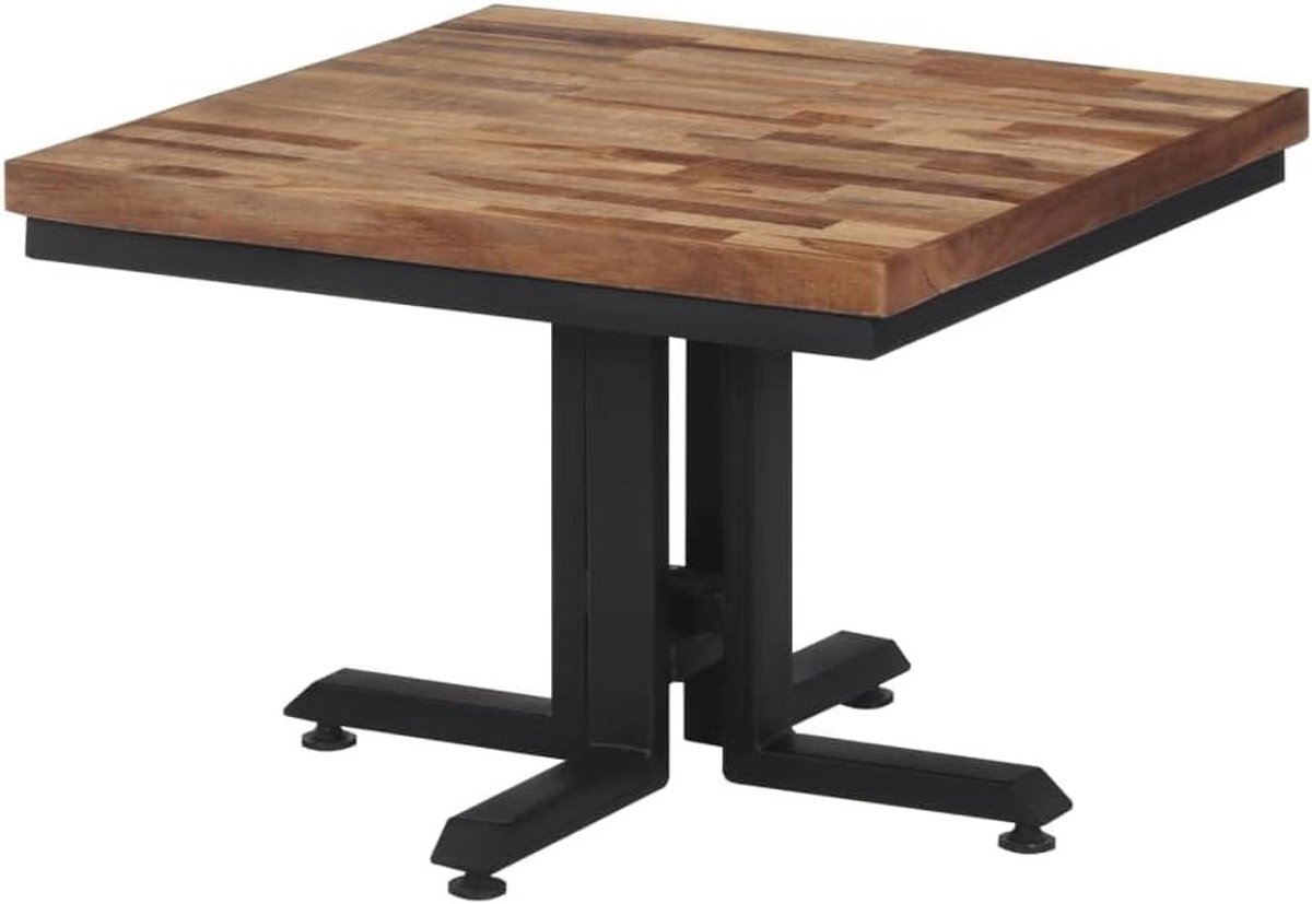 Salontafel - Woonkamertafel Bijzettafel - Dranken Plaatsen - Gerecycled Teakhout - 55 x 55 x 40 cm - Bruin