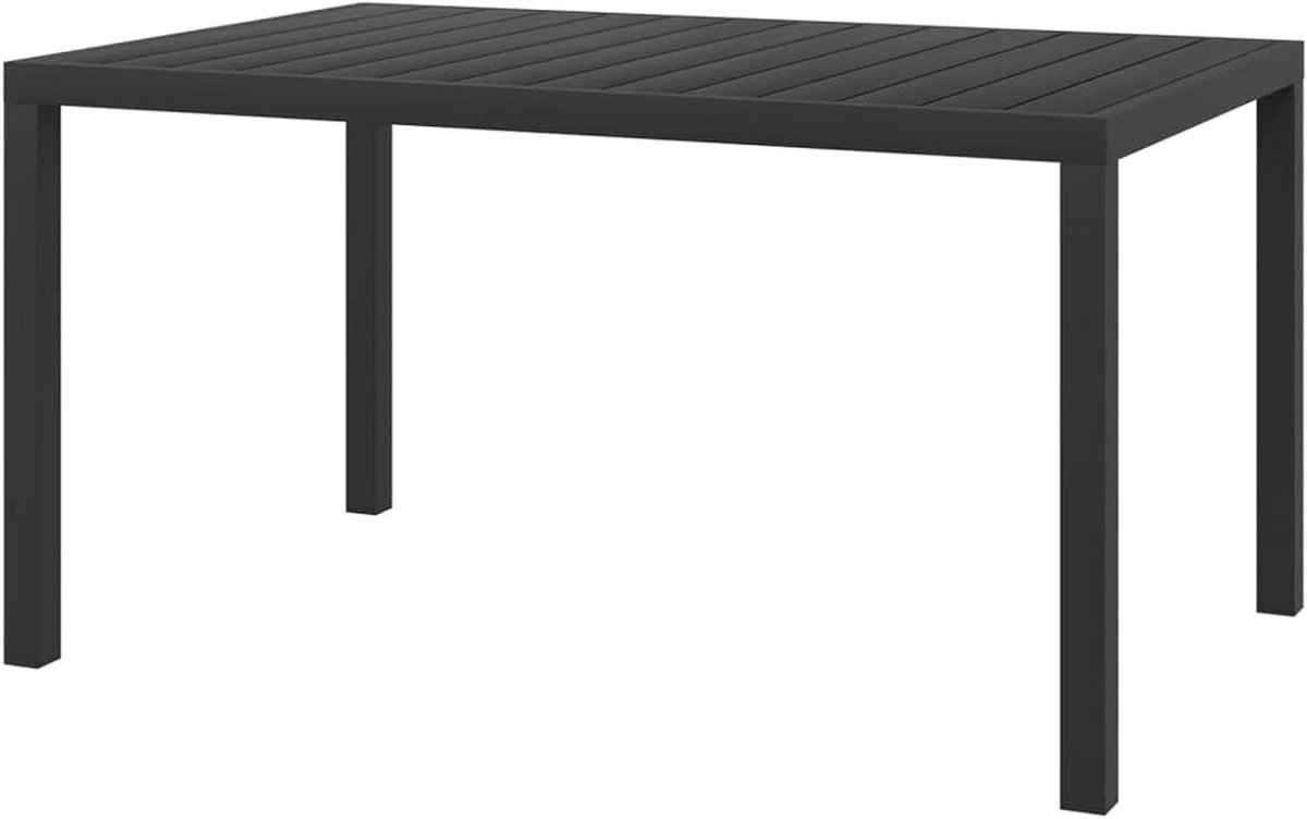 Tuineettafel - Buiten Eettafel - Buiten Dineren - Weerbestendig WPC Tafelblad - 150 x 90 x 74 cm - Zwart