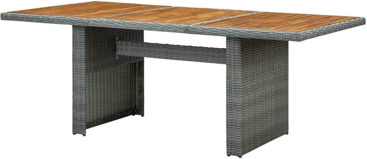 Tuintafel Polyrotan Hout - Buitentafel Ronde Tafel - Buiten Eten - Massief Hout Acacia