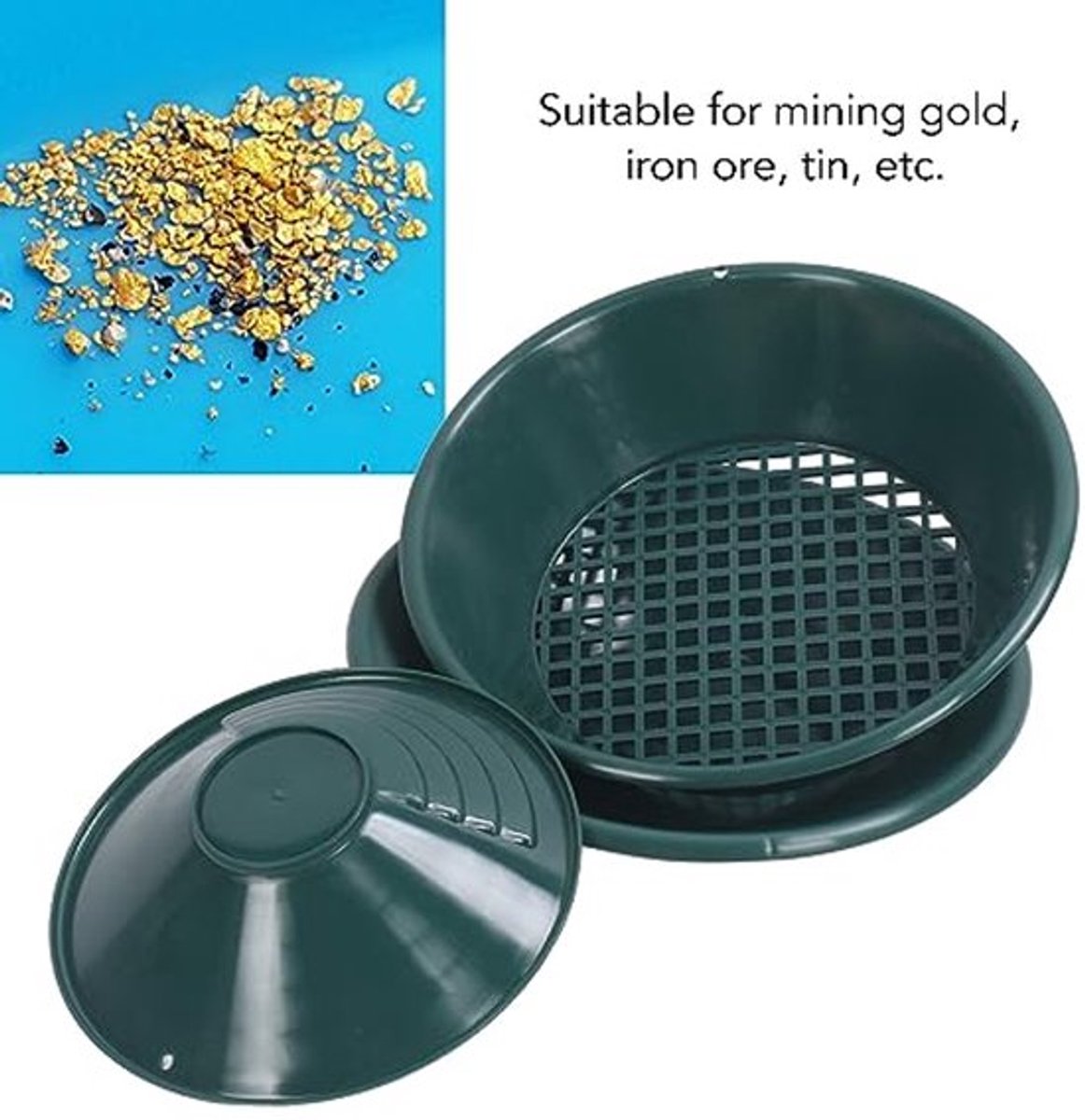 Goudpan, Eenvoudige Bediening Lichtgewicht 3PCS Groene Ronde Goudpannenset voor Minerale E