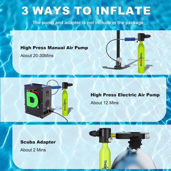 Archi Mini Duikapparatuur - Sport & Outdoor → Watersport → Duiken → Duikflessen - Duiken - 0,5 Liter - 200 Bar - Drukmeter - Aluminium — afbeelding 4