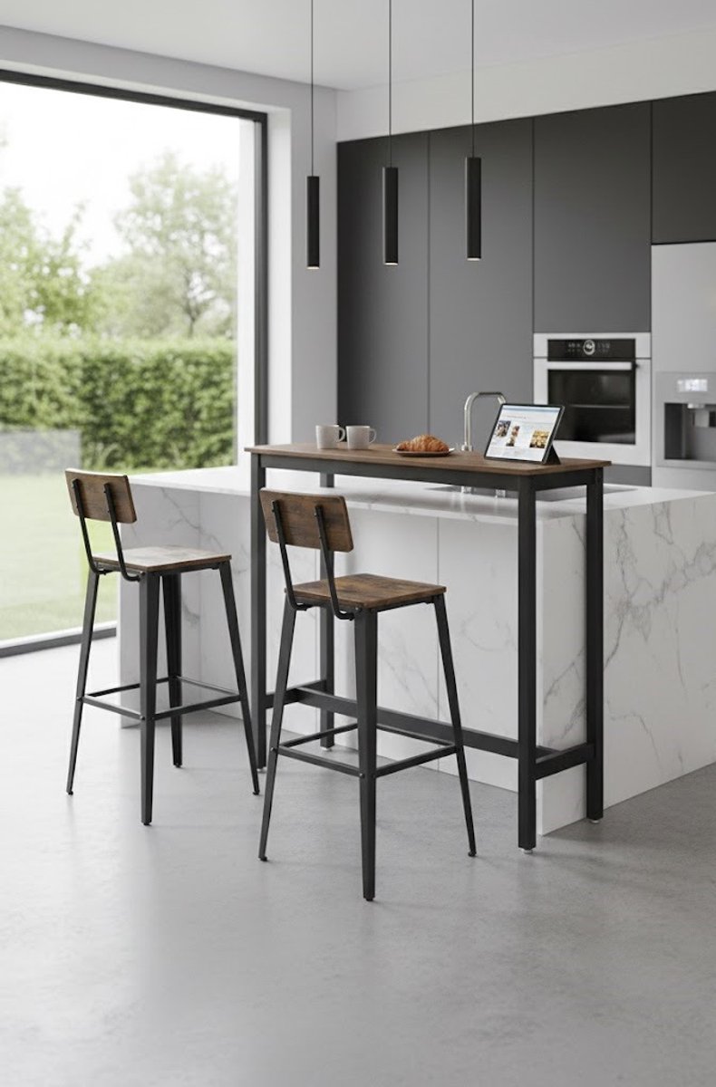 Design Barkrukken Set van 2 - Hoogteverstelbaar - 360° Draaibaar - Zwart - Novihome